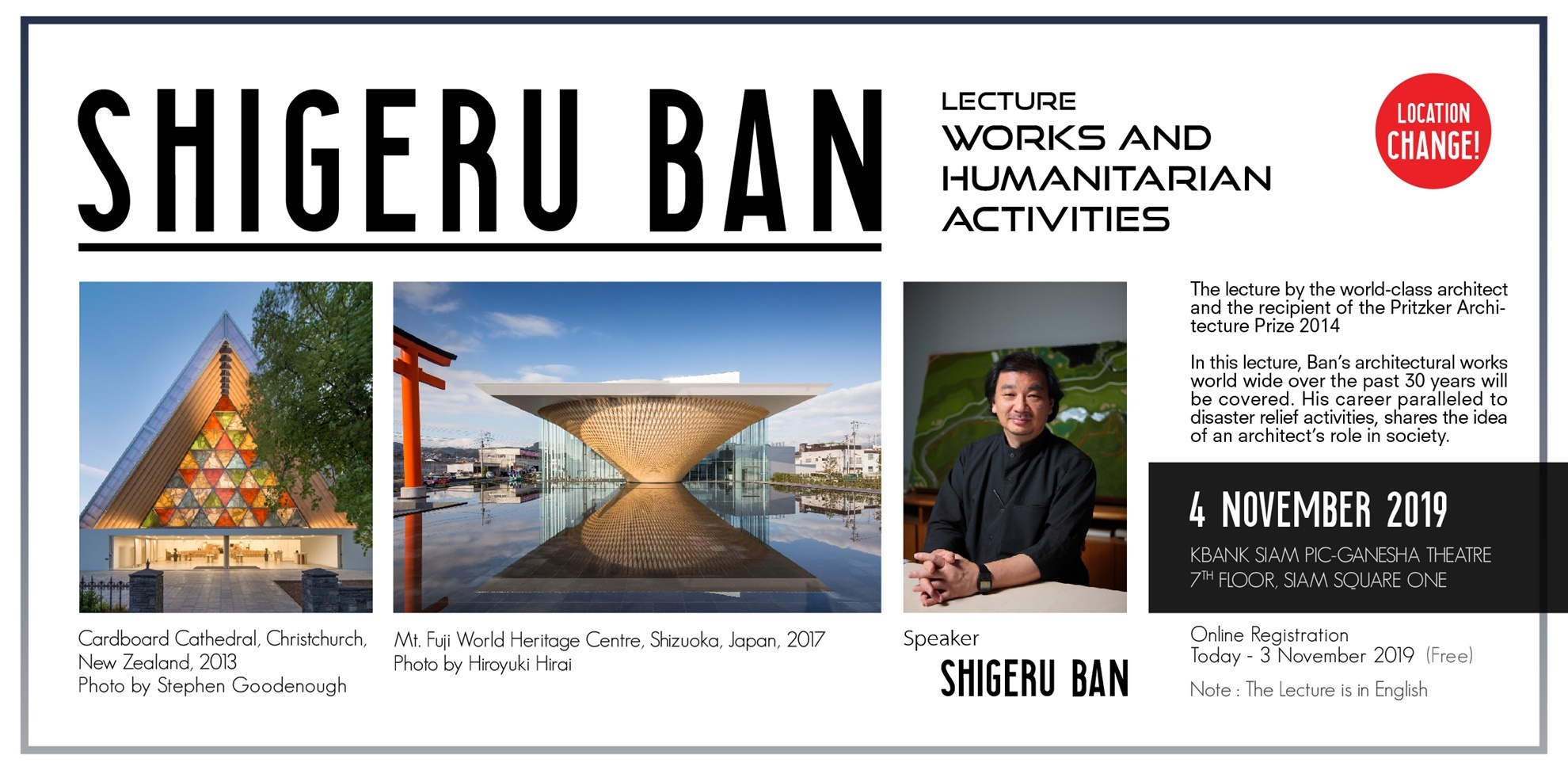SHIGERU BAN | Lecture : Works and Humanitarian Activities